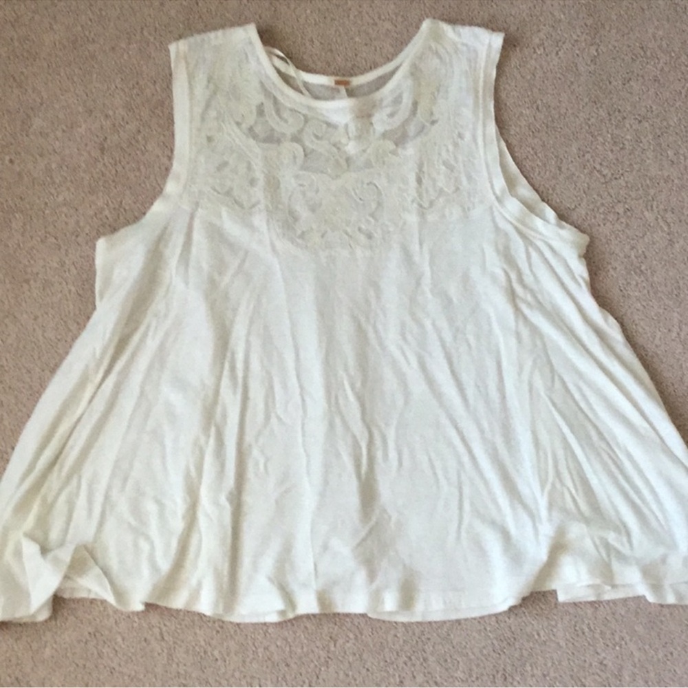Free People Cream Lace Yoke Tank - Picture 4 of 6